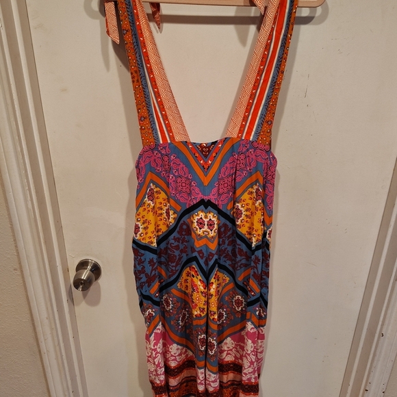 Free People Multicolor Maritzah Wide Leg One Piece Jumpsuit Sz 2 Boho Hippie - Picture 6 of 7
